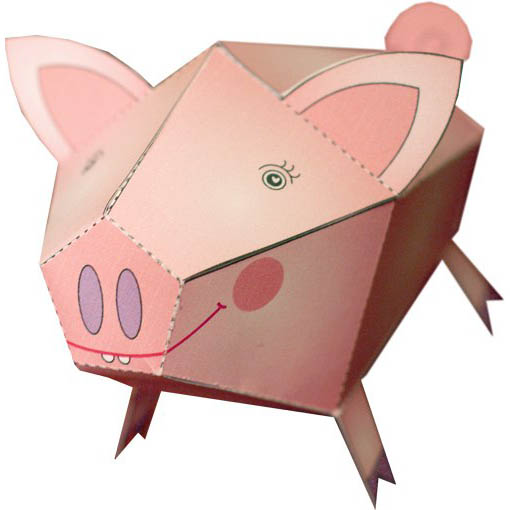 Papercraft imprimible y armable de un cerdo / pig. Manualidades a Raudales.